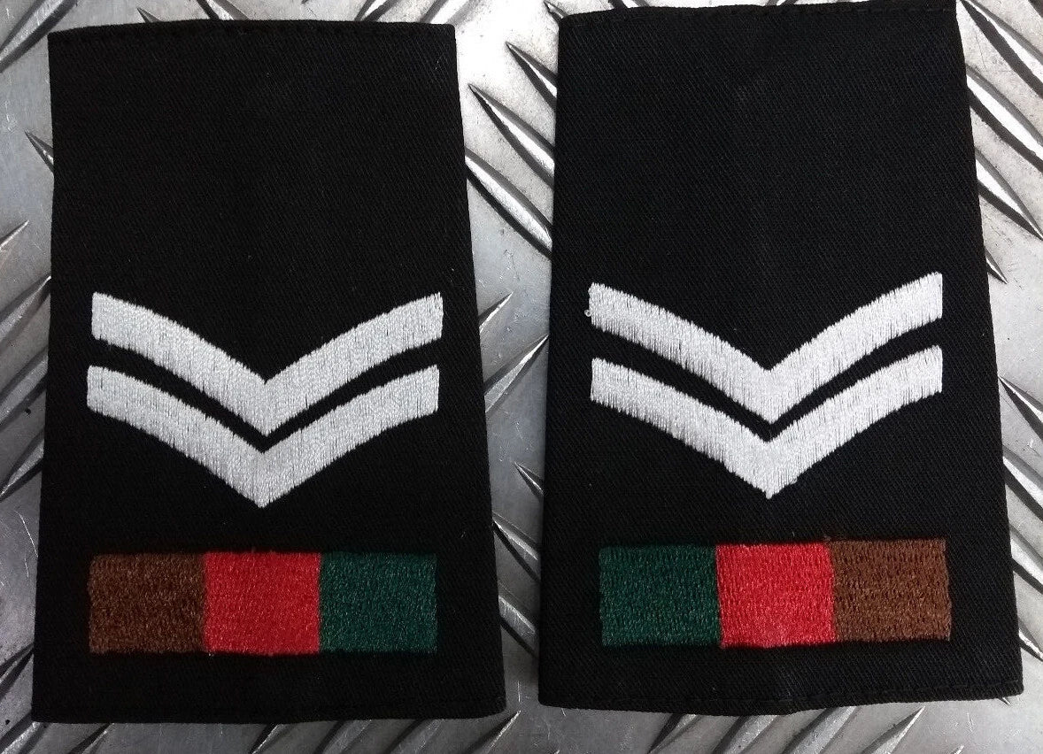 Royal Tank Regiment RTR Black Rank Slides Genuine British, Pairs