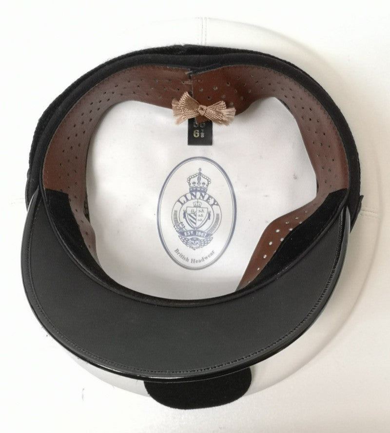White Naval Dress Hat Visor Cap Double Row Gold Oak Leaf Peak Linney Headwear Size 56cm