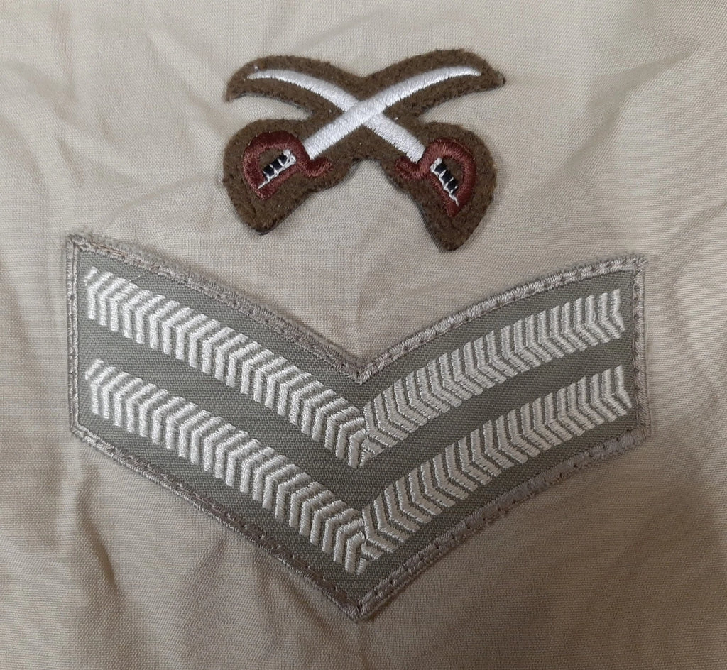 British Army No2 FAD Shirt Long Sleeve Fawn With Assorted Chevrons / Patches / Badges