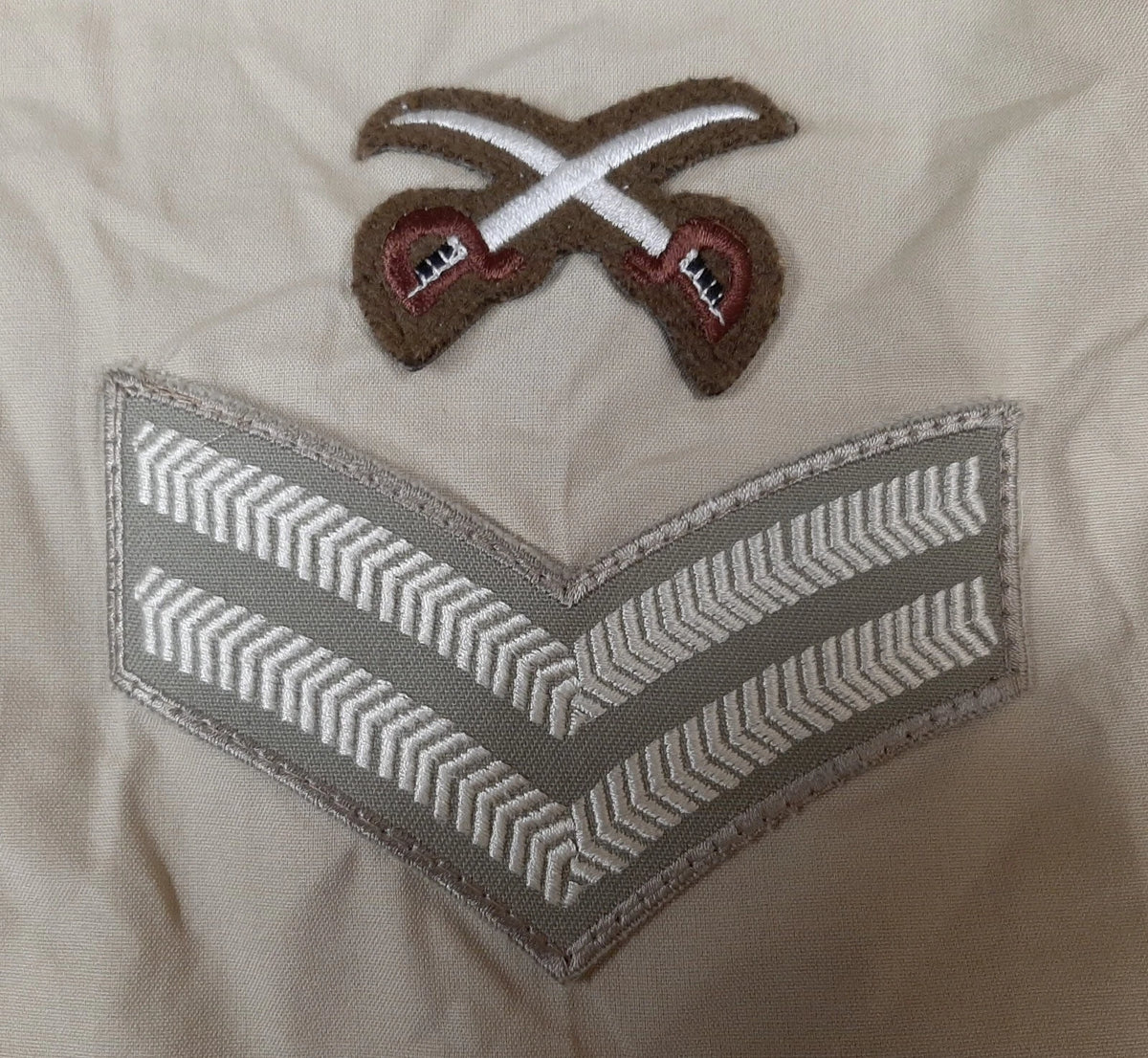 British Army No2 FAD Shirt Long Sleeve Fawn With Assorted Chevrons / Patches / Badges
