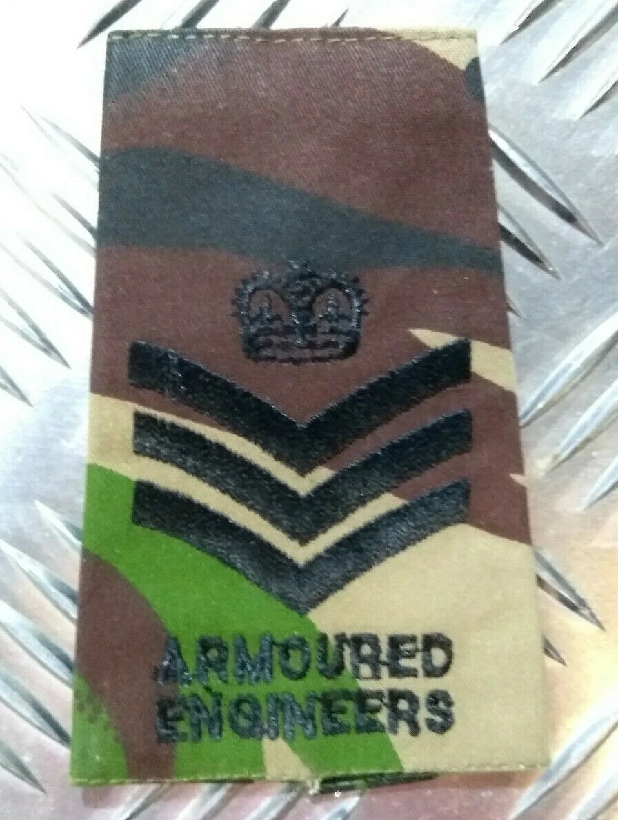 Woodland DPM Camo Armoured Engineers Rank Slides Assorted
