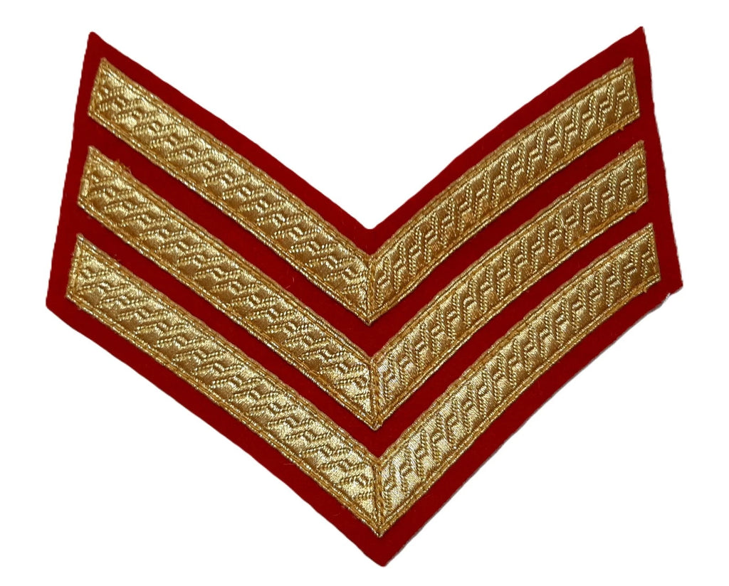 Stripe Service Chevron Bar Lace Gold on Red Felt Various British Ranks