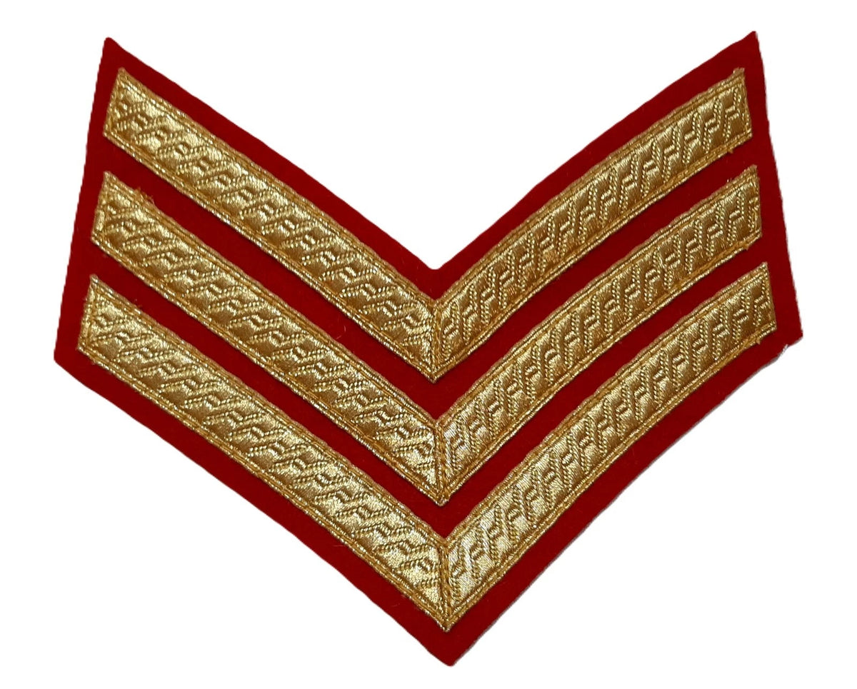 Stripe Service Chevron Bar Lace Gold on Red Felt Various British Ranks