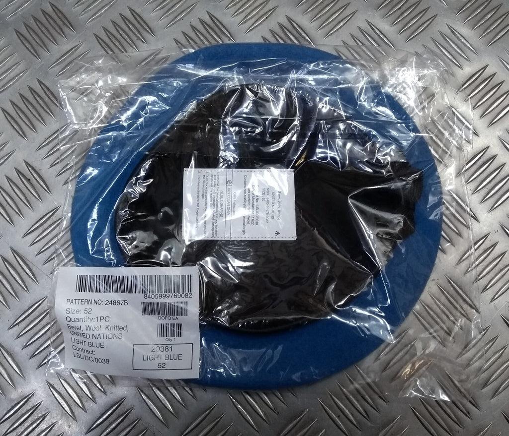 UN United Nations Blue Beret British Style Wool Beret Cap MoD Spec Size 62cm