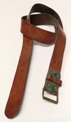 Swedish Army Unique Vintage Brown Leather Trouser Belt - All Sizes Lot2