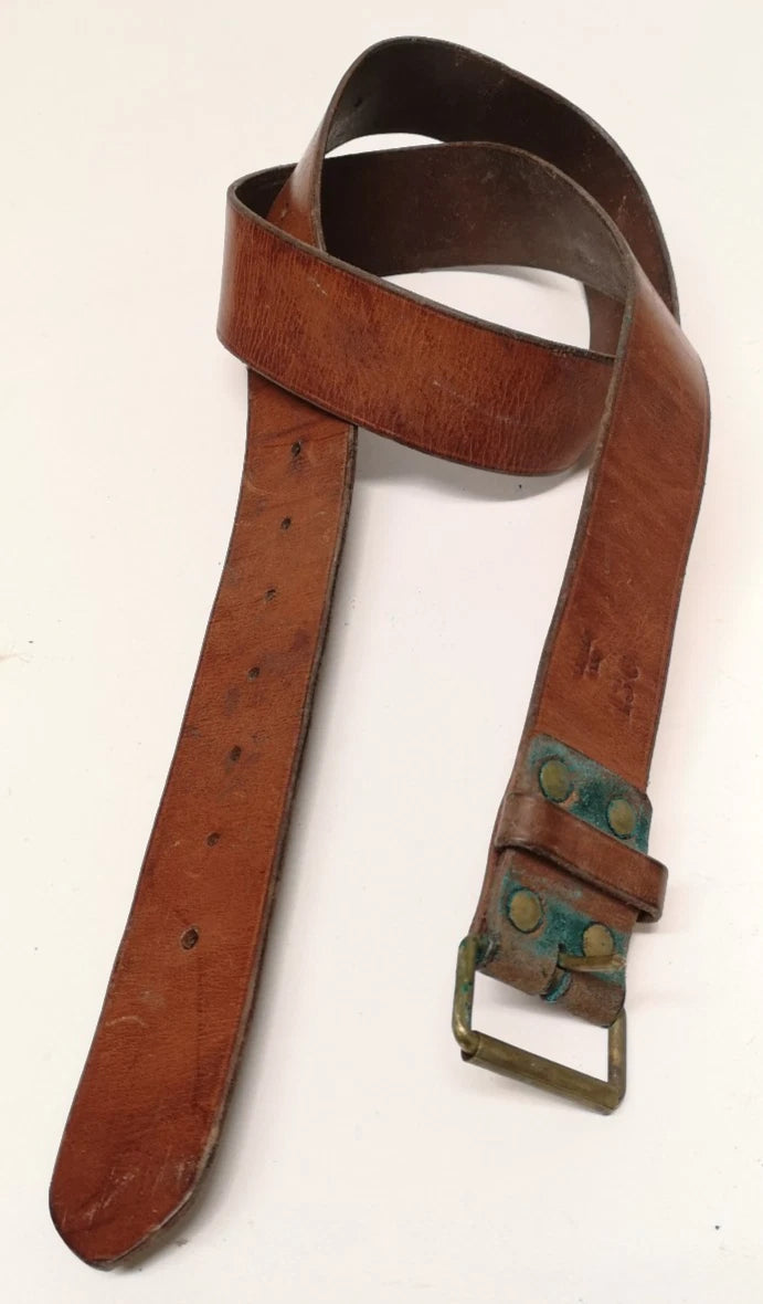 Swedish Army Unique Vintage Brown Leather Trouser Belt - All Sizes Lot2