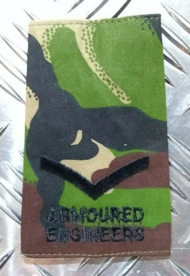 Woodland DPM Camo Armoured Engineers Rank Slides Assorted