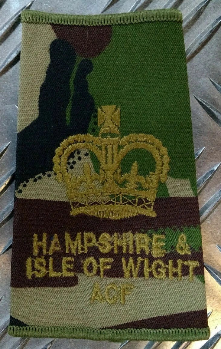Army Rank Slide Hampshire & Isle of Wight IOW ACF Woodland DPM Camo