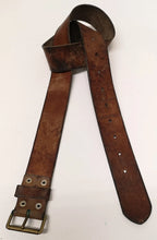 Swedish Army Unique Vintage Brown Leather Trouser Belt - All Sizes Lot2