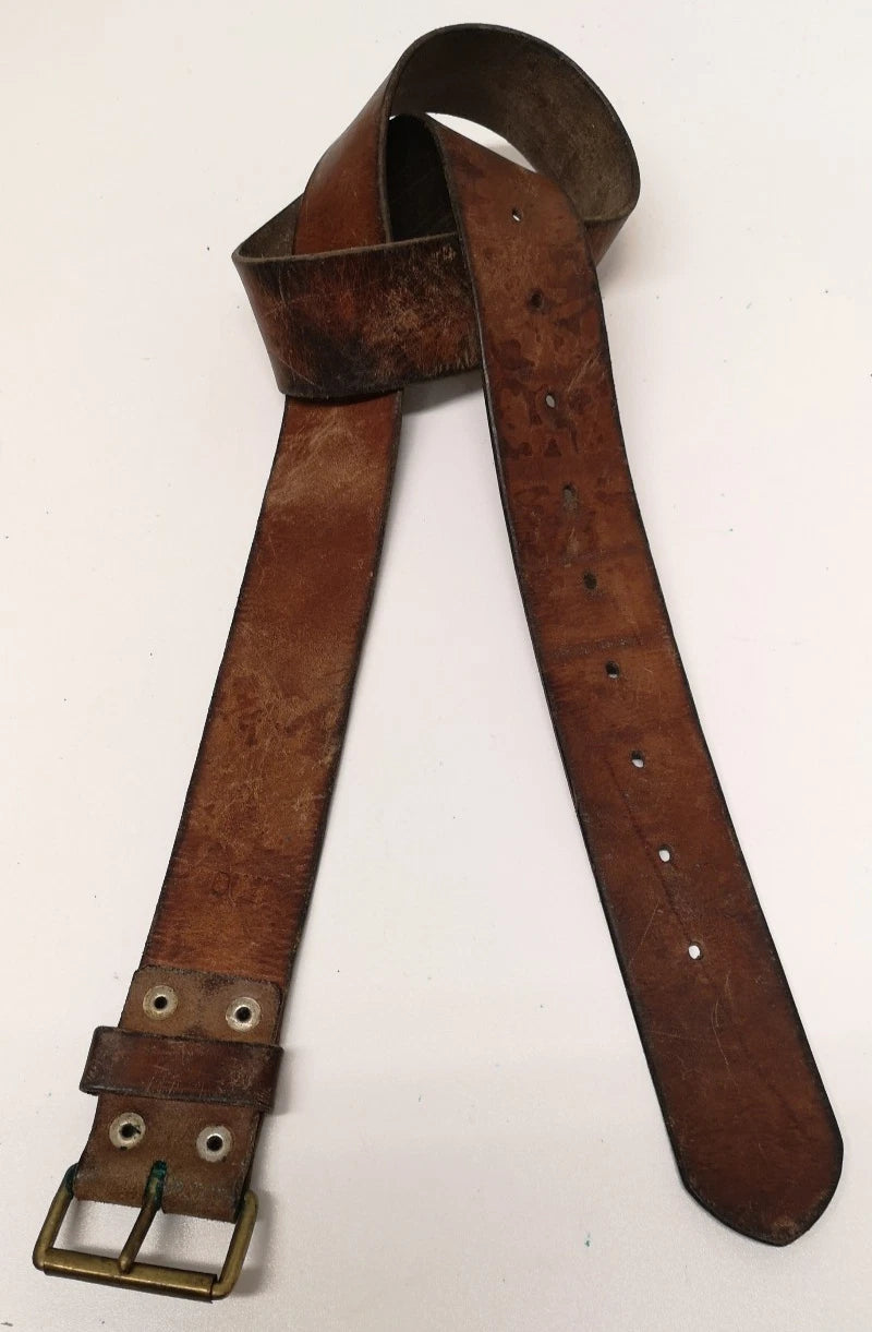 Swedish Army Unique Vintage Brown Leather Trouser Belt - All Sizes Lot2