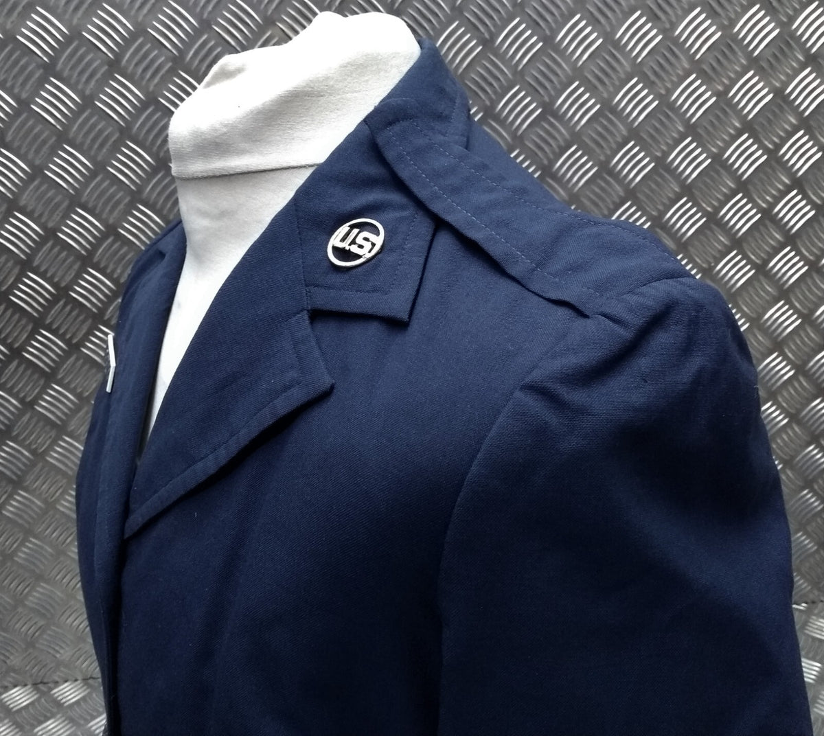 US Air Force Style Tropical Jacket Womans with Collar Badges Vintage Size 14 Long