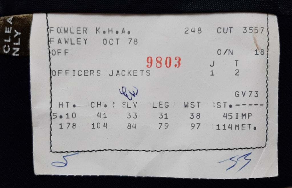 Royal Navy Officers Blue Jacket KHA 8 Royal Queen's Crown Buttons Lieutenant Cuff Curls 44in Chest