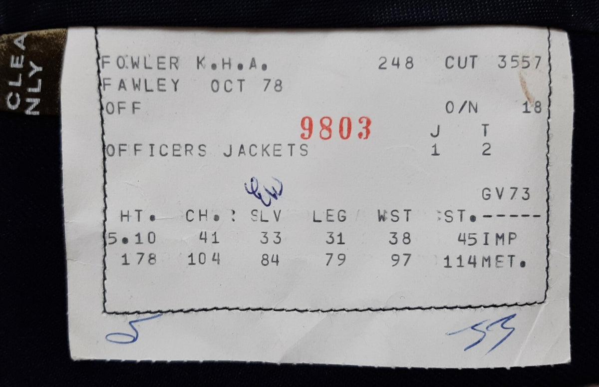 Royal Navy Officers Blue Jacket KHA 8 Royal Queen's Crown Buttons Lieutenant Cuff Curls 44in Chest