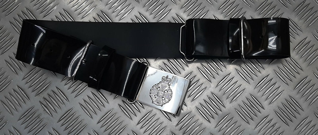 The Rifles British Army Ceremonial Parade Belt Black PVC with Insignia Plate Buckle Max 36"