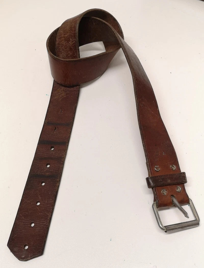 Swedish Army Unique Vintage Brown Leather Trouser Belt - All Sizes Lot2