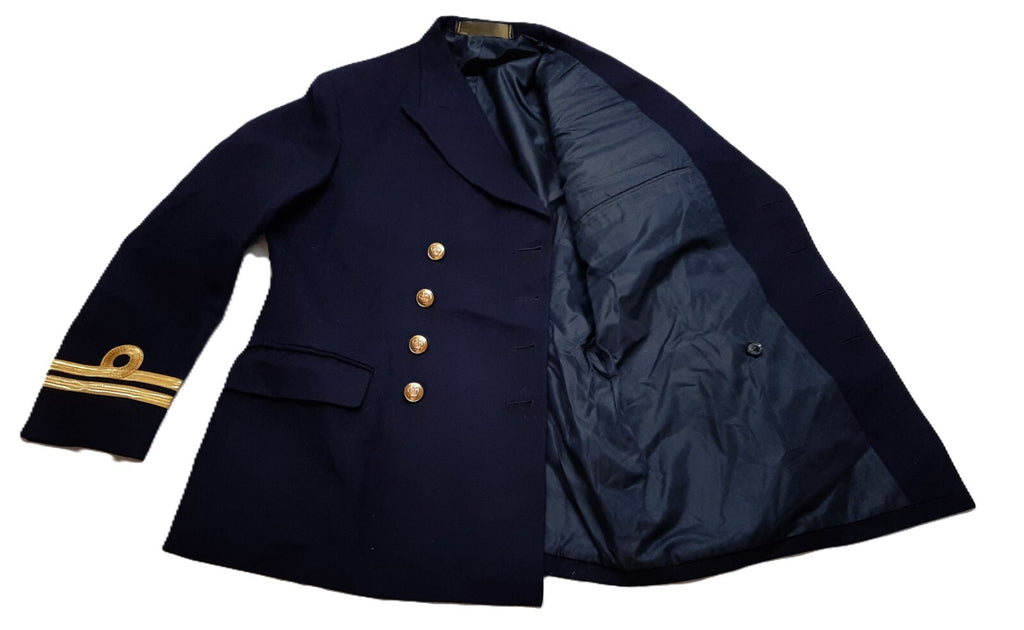 Royal Navy Officers Blue Jacket KHA 8 Royal Queen's Crown Buttons Lieutenant Cuff Curls 44in Chest