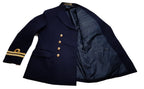 Royal Navy Officers Blue Jacket KHA 8 Royal Queen's Crown Buttons Lieutenant Cuff Curls 44in Chest
