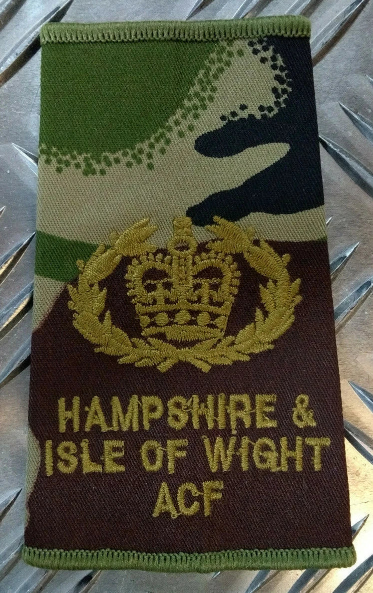 Army Rank Slide Hampshire & Isle of Wight IOW ACF Woodland DPM Camo