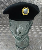 Black Wool Beret with Bahrain Defence Force Badge Military Issue Size 59cm - NEW