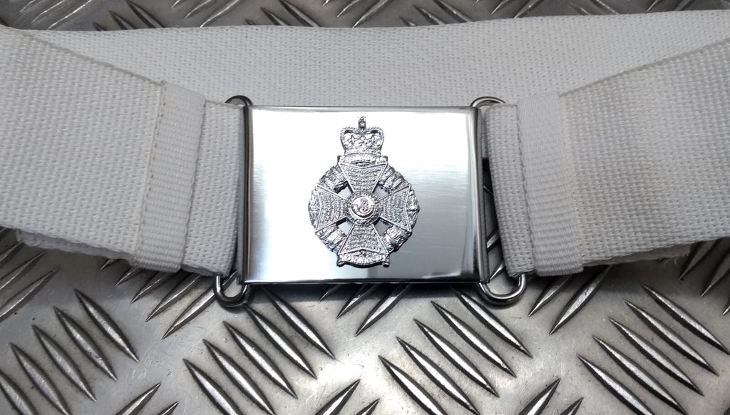 The Rifles Regiment White Courlene Parade Belt & Chrome Insignia Buckle British Issue Max 42"