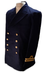 Royal Navy Officers Blue Jacket KHA 8 Royal Queen's Crown Buttons Lieutenant Cuff Curls 44in Chest