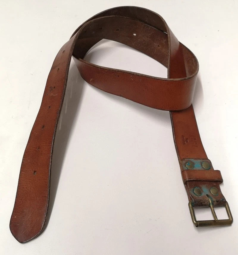 Swedish Army Unique Vintage Brown Leather Trouser Belt - All Sizes Lot1