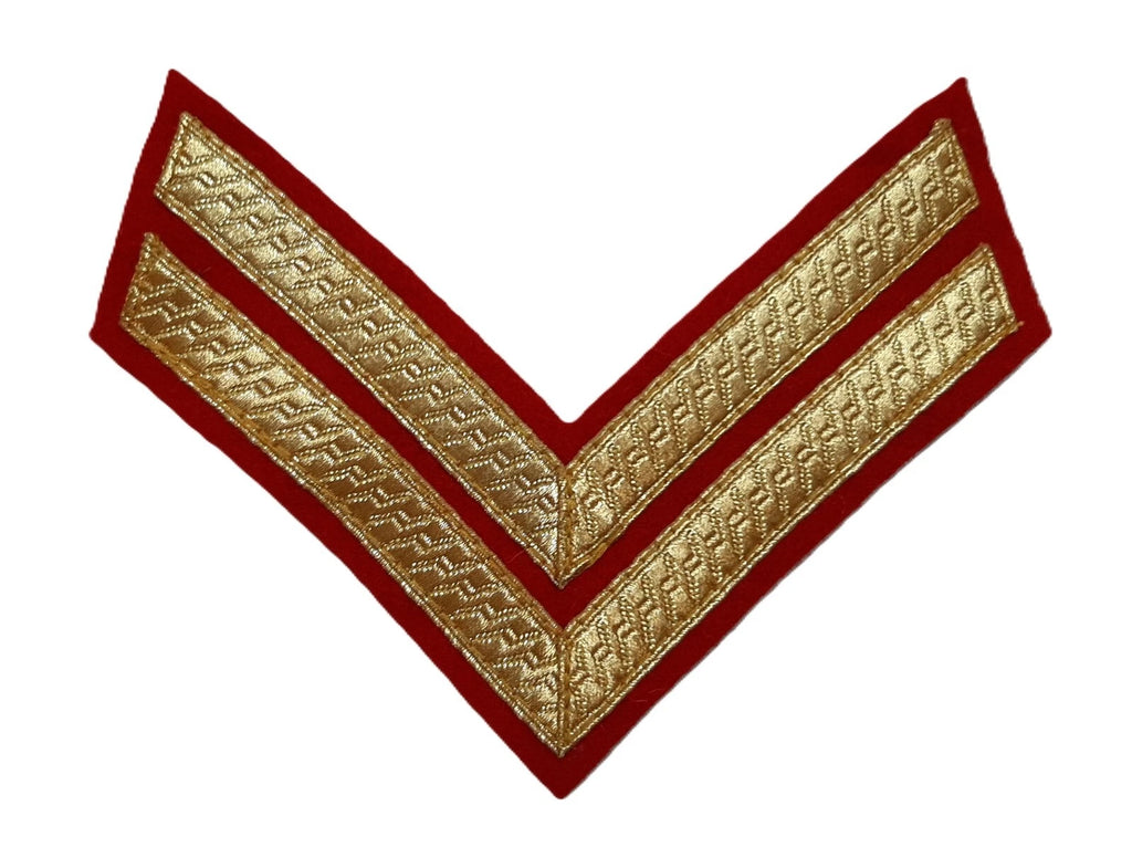 Stripe Service Chevron Bar Lace Gold on Red Felt Various British Ranks