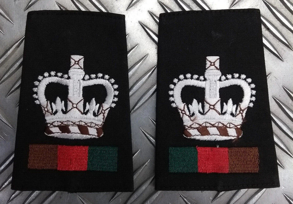 Royal Tank Regiment RTR Black Rank Slides Genuine British, Pairs