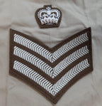 British Army No2 FAD Shirt Long Sleeve Fawn With Assorted Chevrons / Patches / Badges