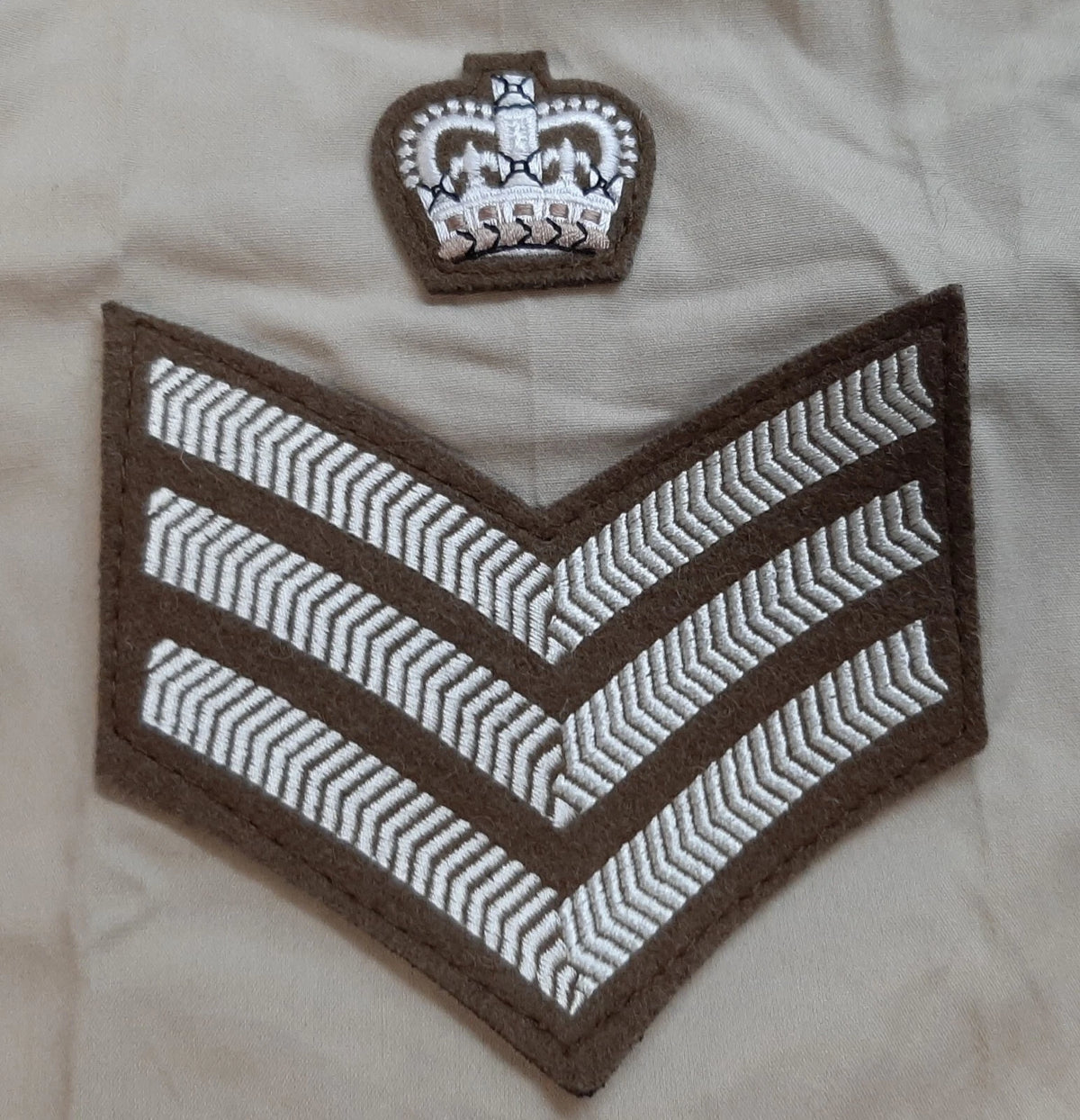 British Army No2 FAD Shirt Long Sleeve Fawn With Assorted Chevrons / Patches / Badges