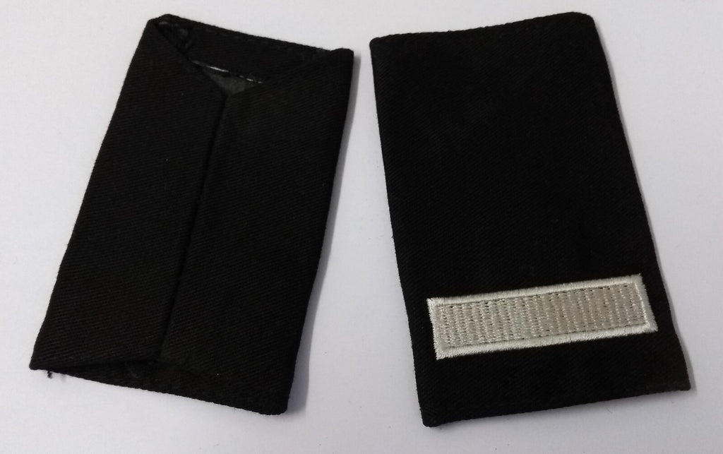 1 Bar Rank Slides Silver Bar on Black British Made Shoulder Sliders 1 Pair - NEW