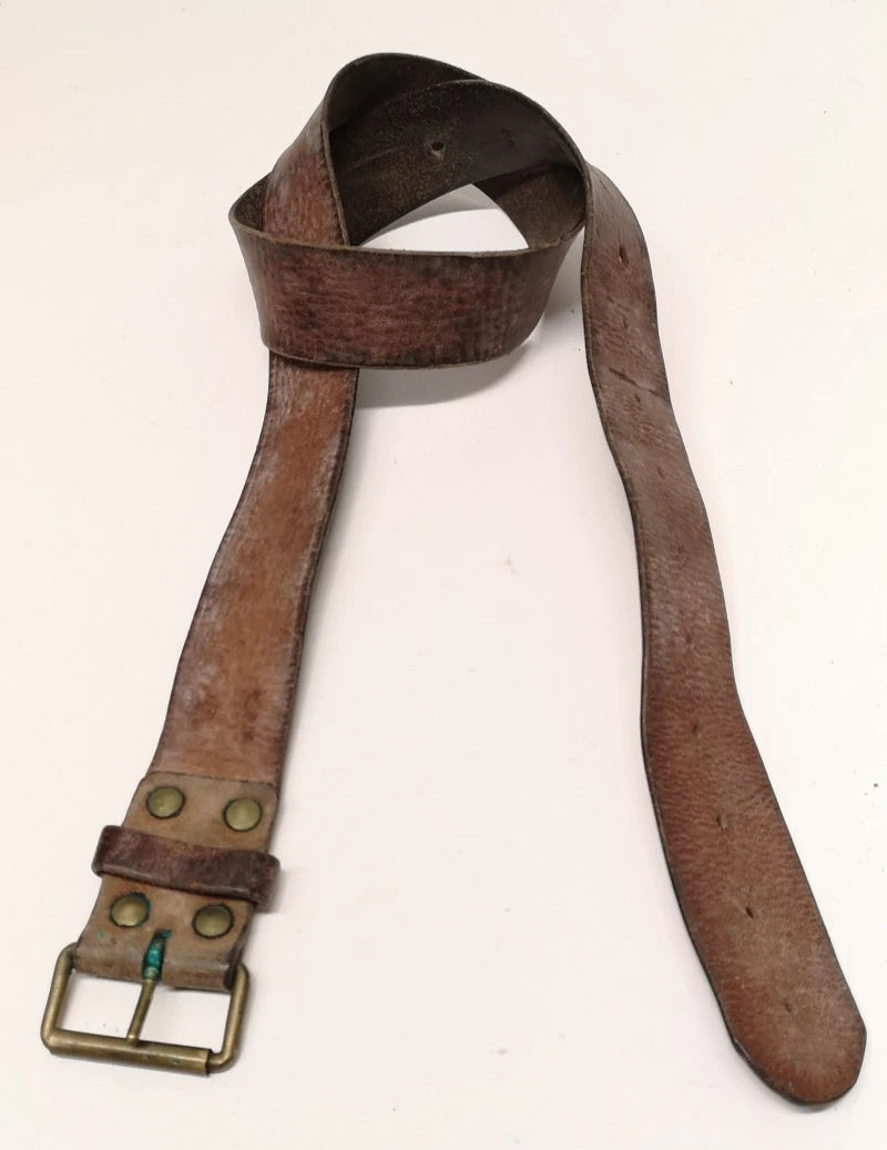 Swedish Army Unique Vintage Brown Leather Trouser Belt - All Sizes Lot2