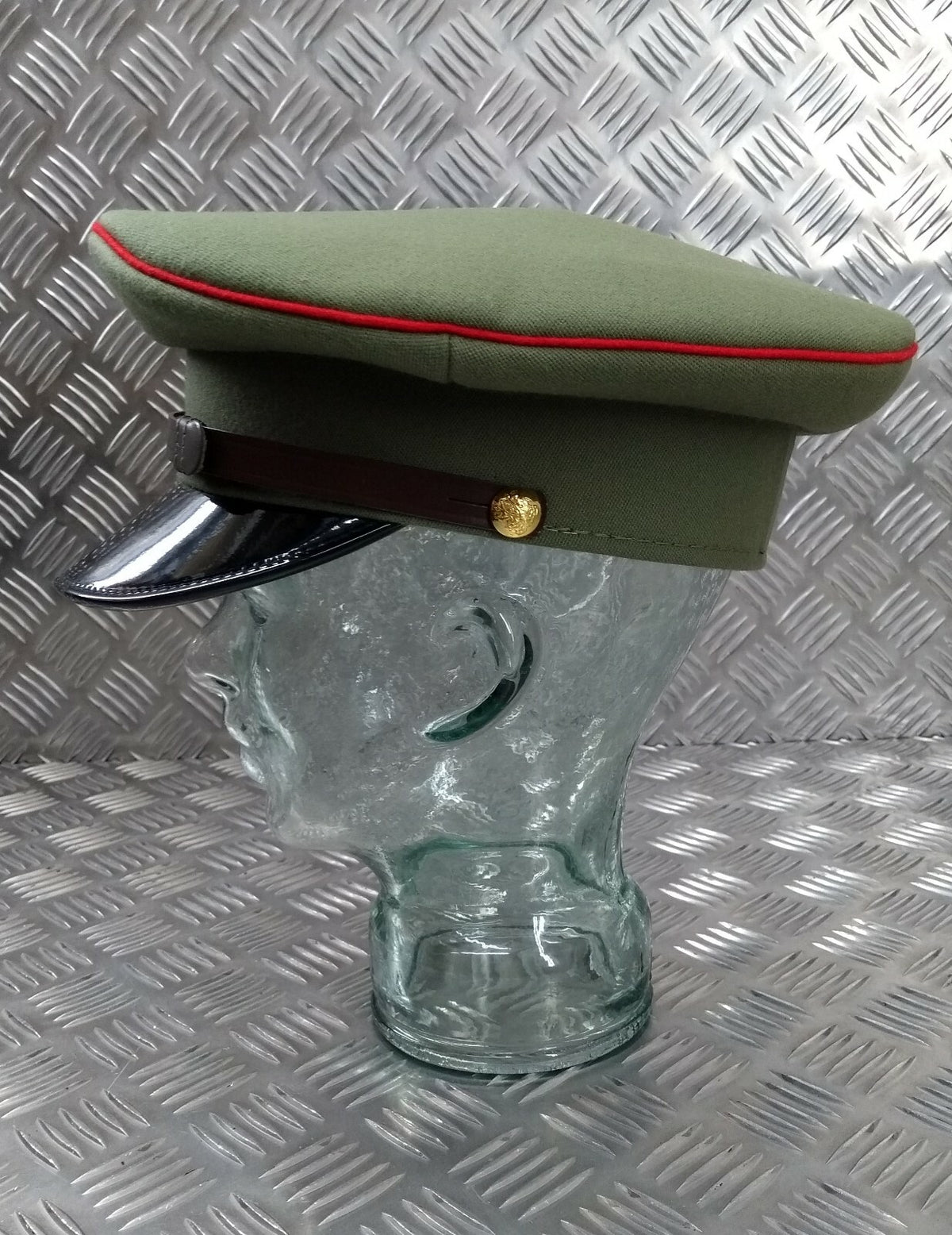 Ugandan Army Officers Peaked Cap 2nd Lt to Captain Ceremonial Parade Dress Hat Light Green 52cm - NEW