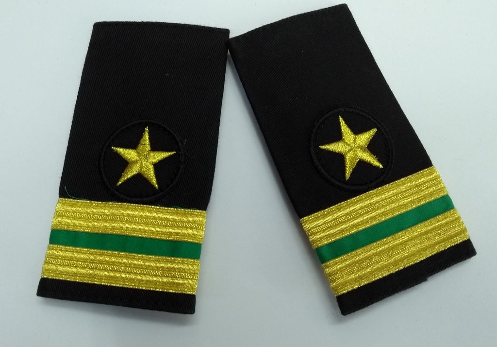 Officers Shoulder Rank Slides Hook & Loop Epaulettes 2 Gold Bars & Star British Made 1 Pair