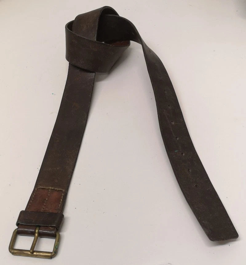 Swedish Army Unique Vintage Brown Leather Trouser Belt - All Sizes Lot2