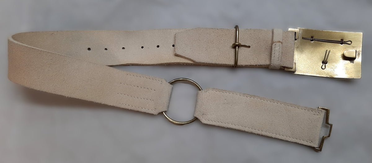 Royal Guards Buff Leather Belt with Large Coat of Arms Insignia Plate Buckle Adjustable Max 34" GST1145
