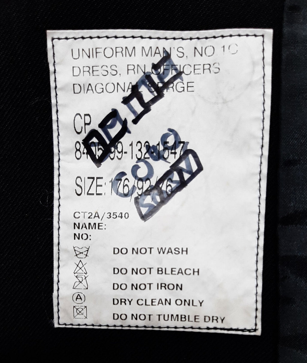 Royal Navy No1C Dress Jacket Diagonal Serge Lieutenant Cuff Curls Not All Buttons British Naval 92cm Regular