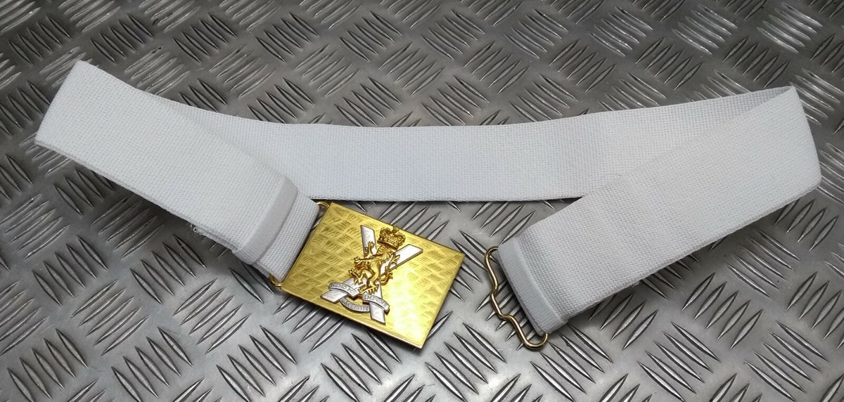 Royal Regiment of Scotland White Courlene Parade Belt Insignia Buckle Army Issue Adjustable Max 32"