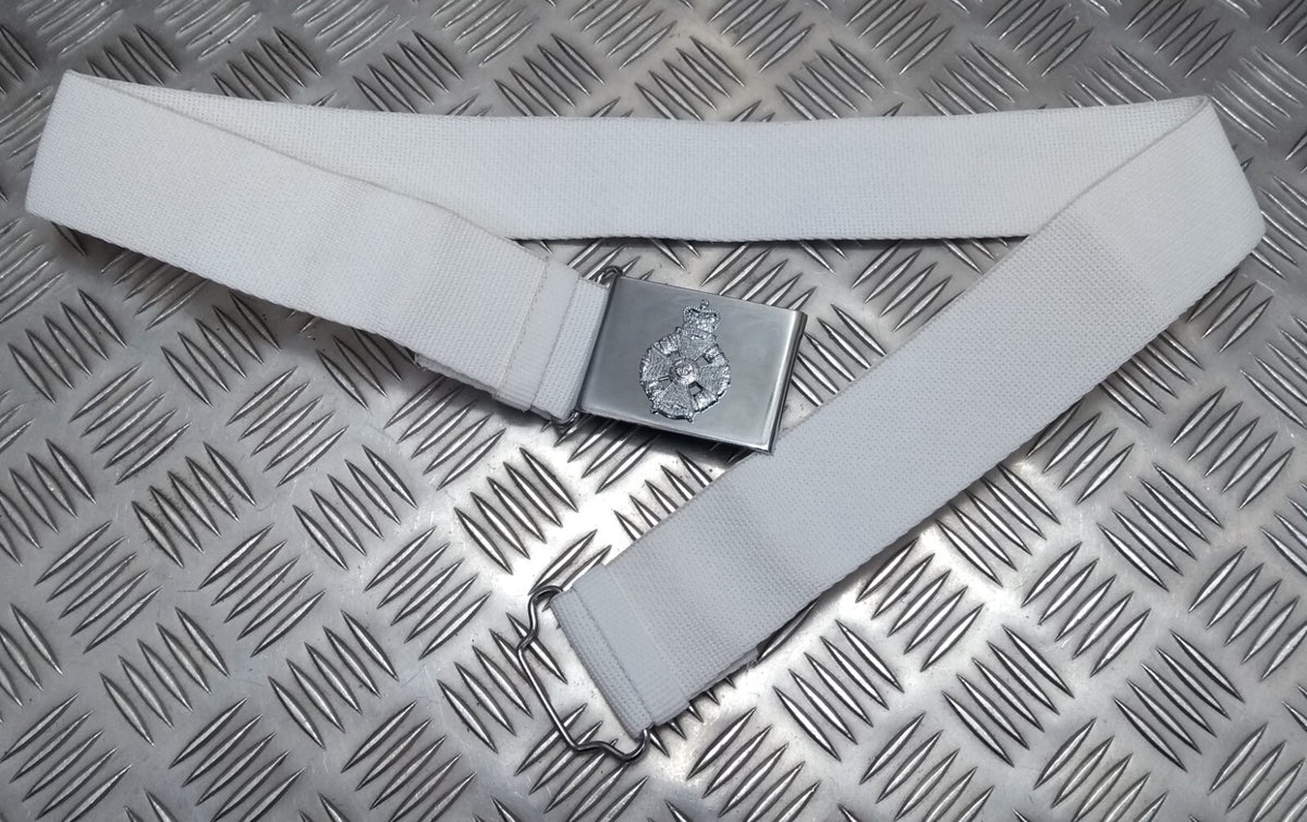 The Rifles Regiment White Courlene Parade Belt & Chrome Insignia Buckle British Issue Max 42"