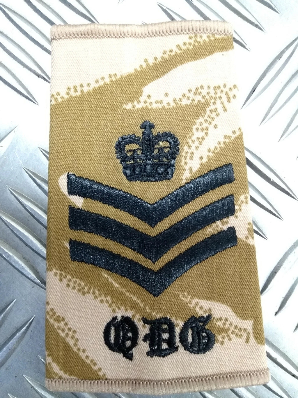 Desert Camo Queen's Dragoon Guards QDG Rank Slides Genuine British Army