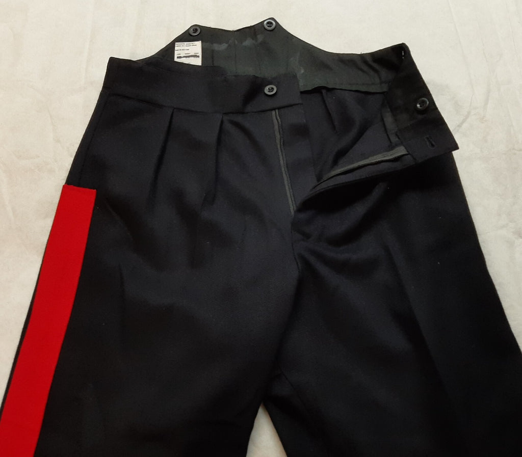 British Army No1 Dress Trousers Blues All Ranks 4.3cm Red Stripe Zip Front Waist 32"