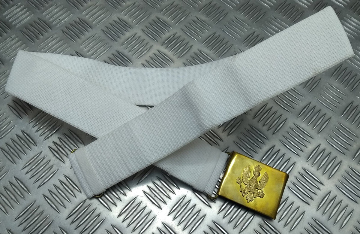KRH King's Royal Hussars White Courlene Parade Belt with Brass Insignia Plate Buckle British Issue