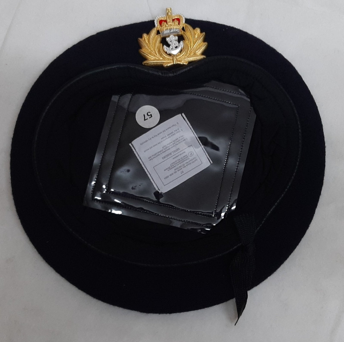 Royal Navy RN Officers Beret Navy Blue with Badge British Naval Beret Cap Unissued Size 57cm