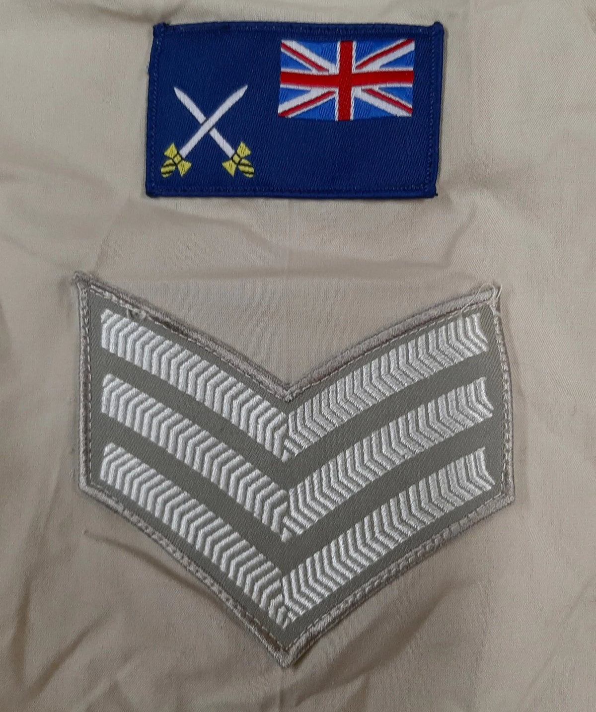 British Army No2 FAD Shirt Long Sleeve Fawn With Assorted Chevrons / Patches / Badges