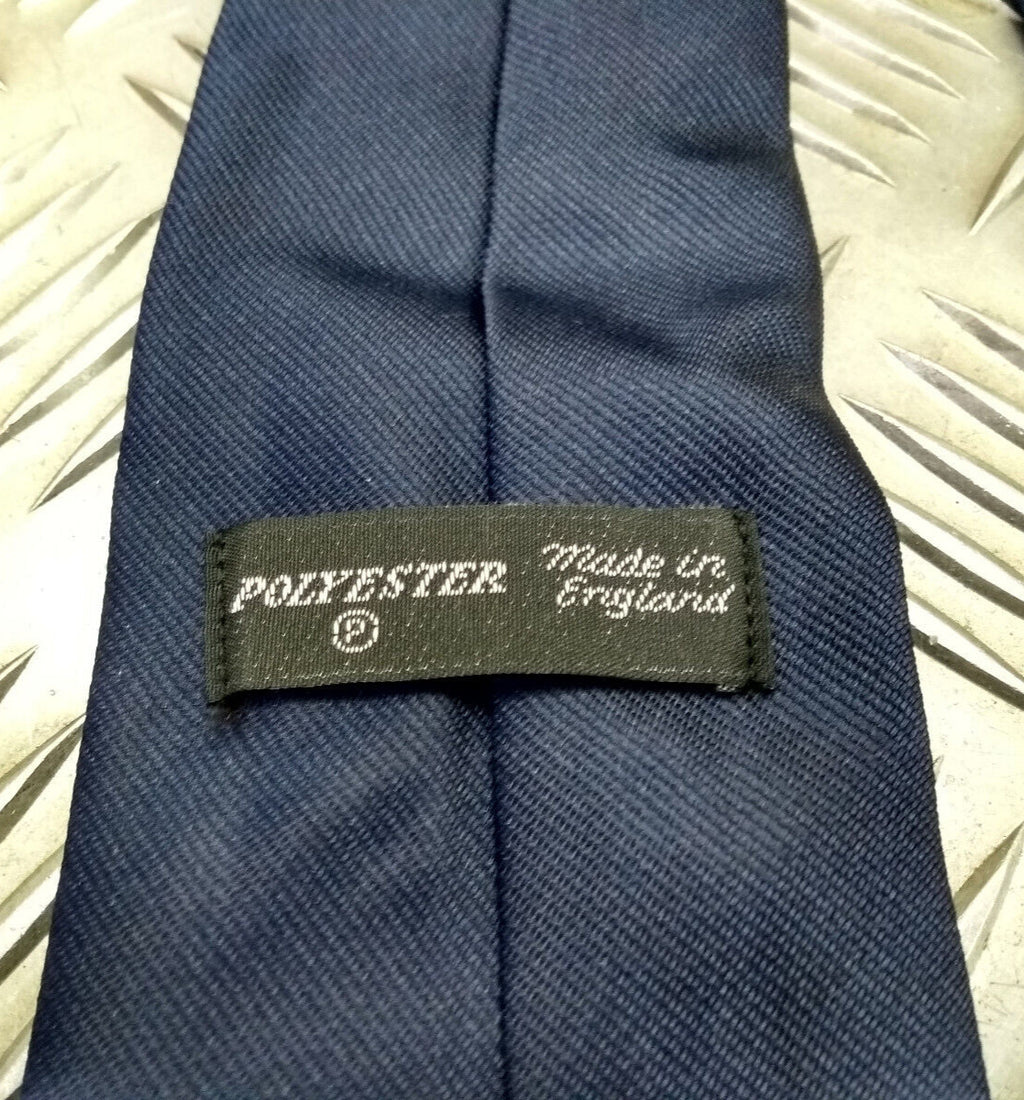 Navy Blue Polyester Tie with Swooping Eagle & Ship's Wheel Made in England - NEW