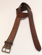 Swedish Army Unique Vintage Brown Leather Trouser Belt - All Sizes Lot2