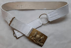Royal Guards Buff Leather Belt with Large Coat of Arms Insignia Plate Buckle Adjustable Max 42"