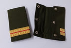 Mozambique Army Officers Rank Slides Gold Braid on Olive Green Press Stud 1 Pair - NEW