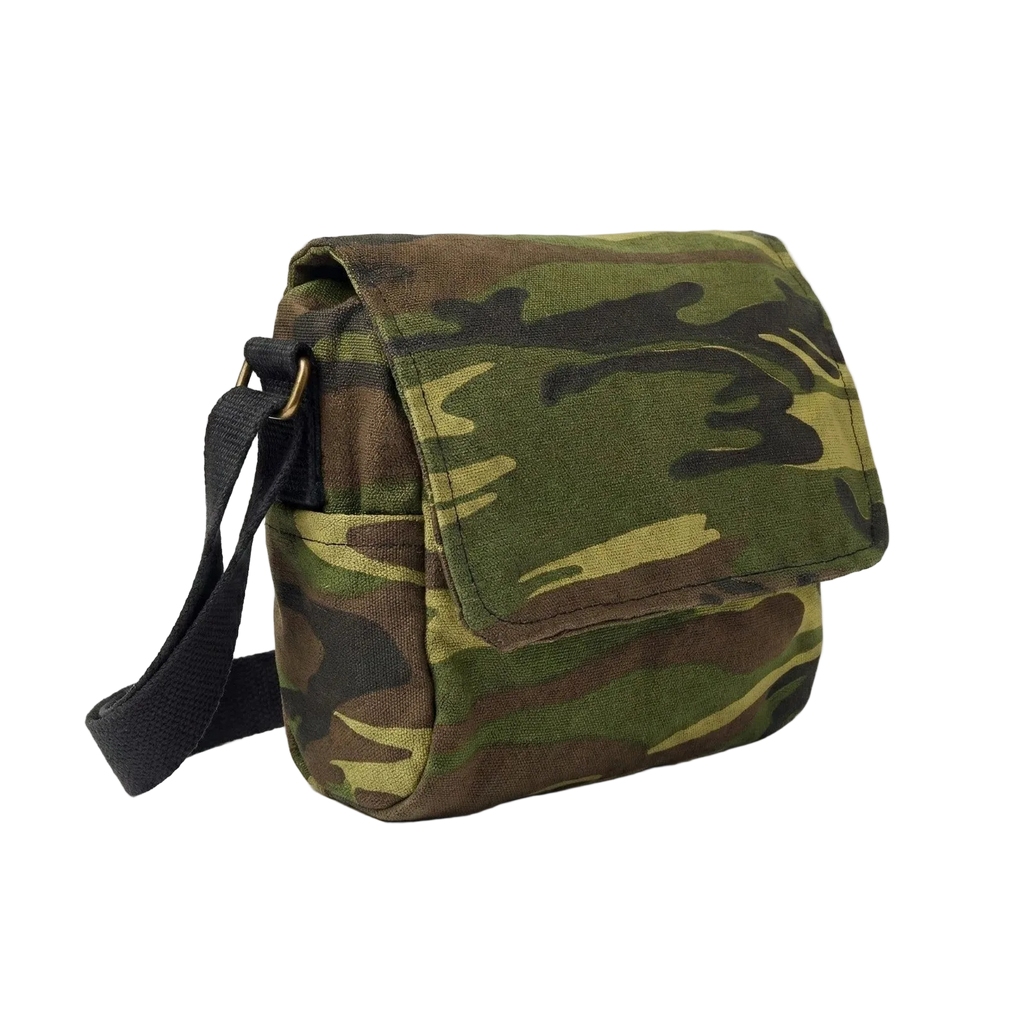 Canvas Shoulder Bag Mini Small Effects Haversack Assorted Colours