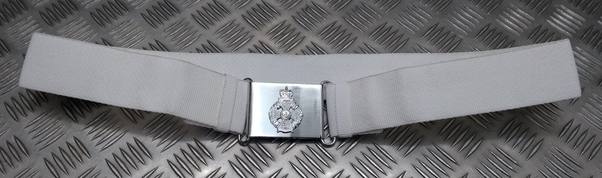 The Rifles Regiment White Courlene Parade Belt & Chrome Insignia Buckle British Issue Max 42"
